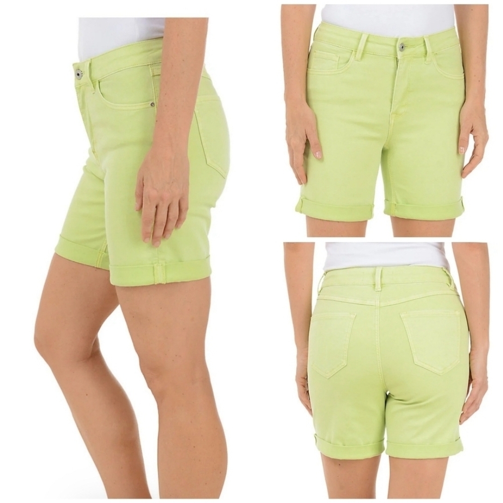 CHARLIE B $98 Keylime Bermuda Jean Shorts Roll Up Cuff Size 14 MSRP $98 - Picture 14 of 16